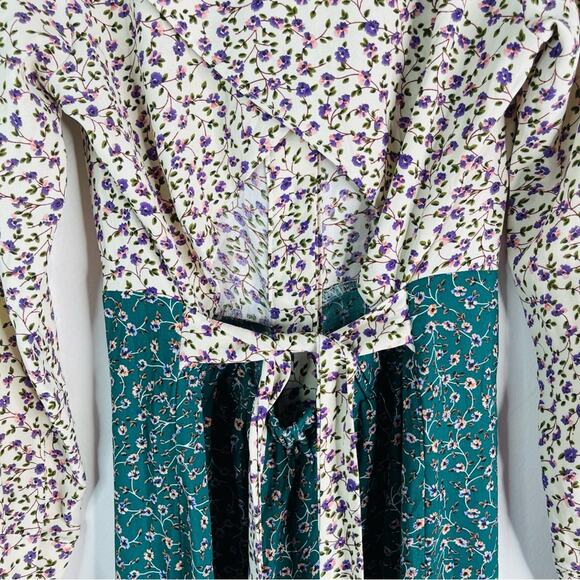 Daisy Street green cream pink floral cottagecore cutout button maxi dress small - Picture 6 of 10